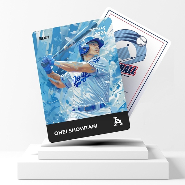trading card, sports card, baseball card, collectible card, sports memorabilia, bestseller push, new arrival, minimalist, lifestyle, energetic, bold, blue, neutral